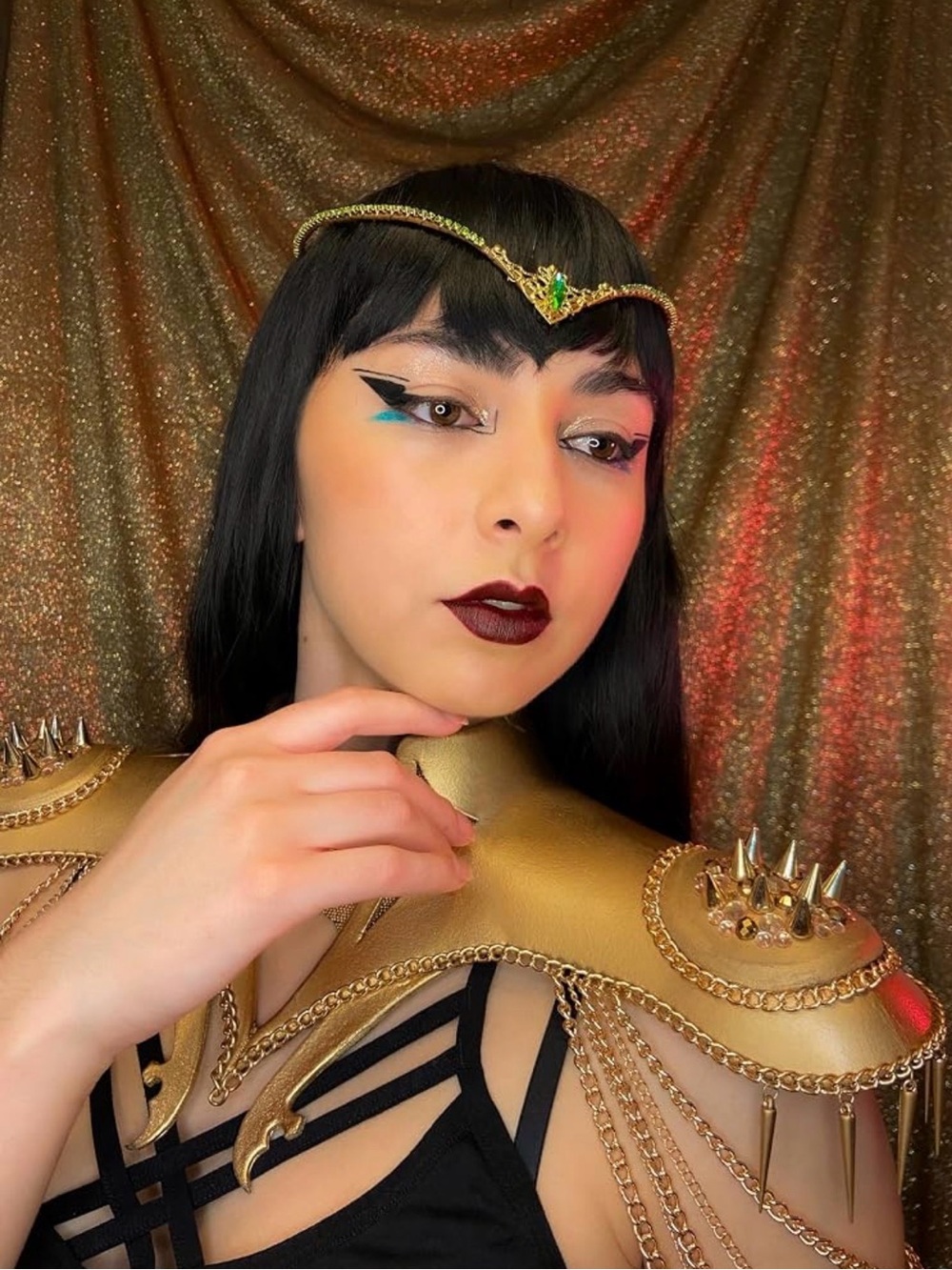 Gold Fantasy Crown Green Crystal Renaissance Cosplay Headpiece